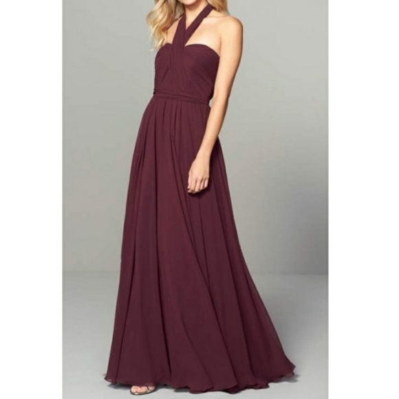 Jenny Yoo Mira Pleated Convertible Gown Bridesmaid Dress Black Currant 12 NWT - Picture 5 of 15